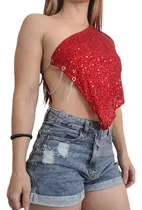 Comprar Top Noche Cruzado Lentejuelas Aberturas Leila Mujer