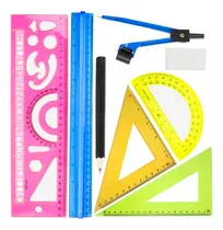 Comprar Set Reglas Geometria Escuadras Compás Transportador Lapiz