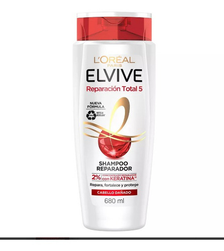 Shampoo Reparación Total 5 680ml Elvive Repara Fortalece Y Protege