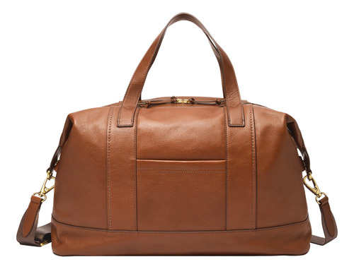 Maletin Caballero Fossil Raeford Duffle Cuero Color Marrón Diseño De La Tela Liso