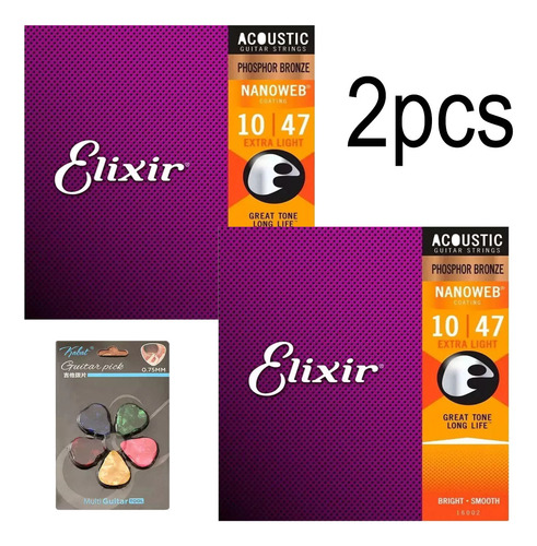 Elixir Phosphor Bronze 10-47 Cuerdas Guitarra Acústica 16002