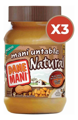 Manteca De Mani Natural Dame Mani 510 Gr. Pack X3