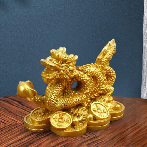 Gpp Escultura De Dragón Chino Con La Suerte Dorada