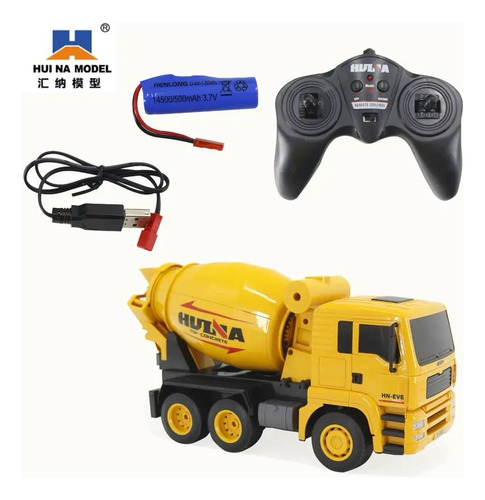 Camión A Control Remoto Mezclador 1/18 Huina Bateria Usb Col Amarillo