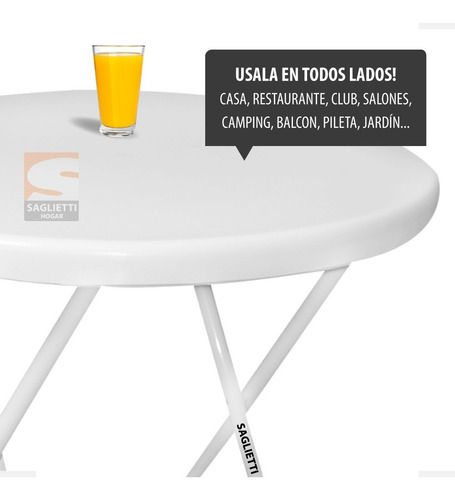 Imagen 5 de 10 de Mesa Redonda Plastica 75 Cm + 4 Sillon Director Reforzados