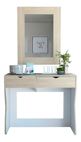 Mueble De Tocador + Espejo - Rovere / Blanco