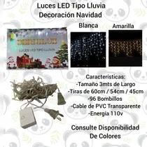 Comprar Luces Led Tipo Cascada Lluvia Decoración Navidad 3 Metros 