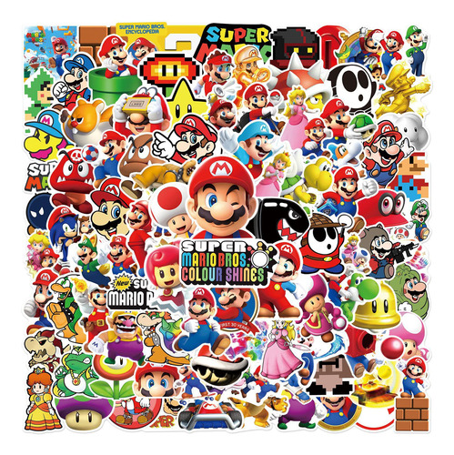 100pcs Mario Bros Cartoon Stickers For Kid B0bzc8n9th_230424