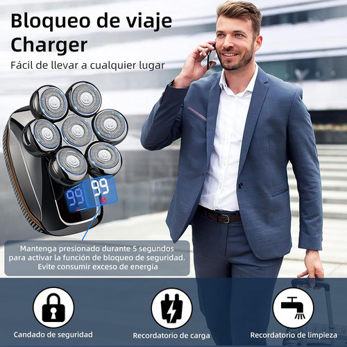 Barbeador De Cabeça Masculino Recarregável Para Uso Úmido E