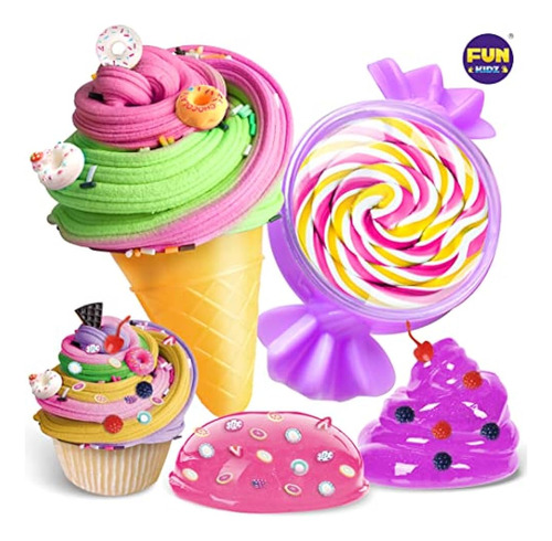 Fun Kidz Fluffy Butter Slime Kit Para Niñas, Ice Cream Slime