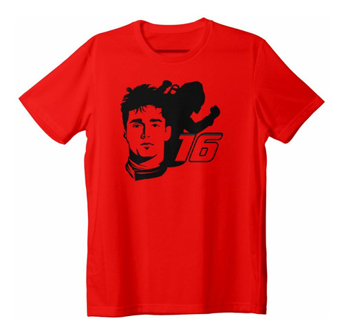Camiseta/camisa Equipe F1 Piloto Leclerc 16 Corrida Algodão