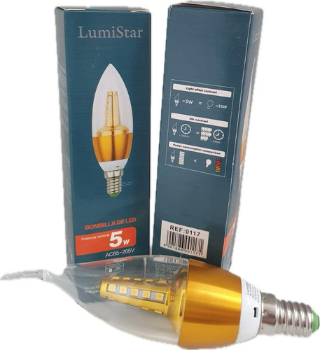 Bombillo Vela Led 5w Rosca E27 Pico Loro (curvo) Luz Calida