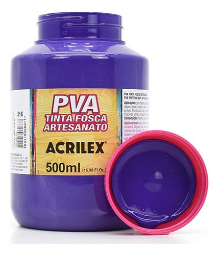 Tinta Pva Fosca Para Artesanato 500ml - Acrilex 834 - Palha Cor 516 - Violeta