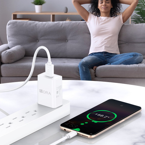 Cargador Usb Con Cable Micro-usb Carga Rapida Color Blanco Blanco
