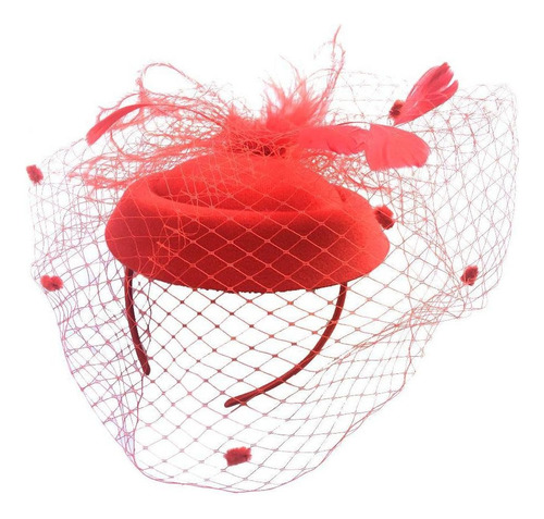 Diadema De Pelo Con Velo De Malla Sombrero Con Plumas