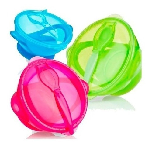 Imagen 5 de 9 de Porta Comida Bebé Rosa Plato Tapa Cuchara Nuby Bol