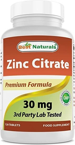 Suplemento De Citrato De Zinc Formula Premium 120 Tabletas Sabor Sin sabor