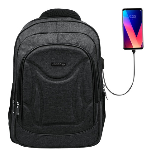 Mochila Porta Notebook Hasta 17' Urbana Ejecutiva Acolchada Smart Bag Con Usb Para Celular Reforzada Premium Grande 