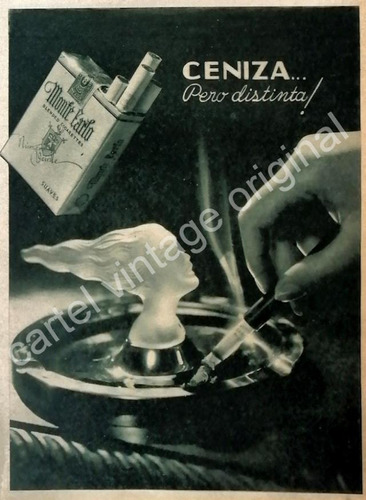 Cartel Publicitario Retro Cigarros Montecarlo 1930s Ceniza