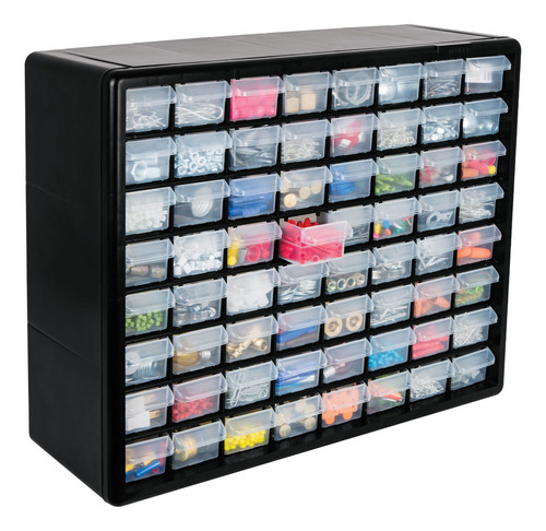 Caja Organizador 64 Compartimientos 50 Cm Truper 10895 Color Negro