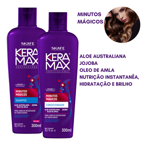 Kit Keramax Minutos Magicos Skafe Shampoo + Condicionador