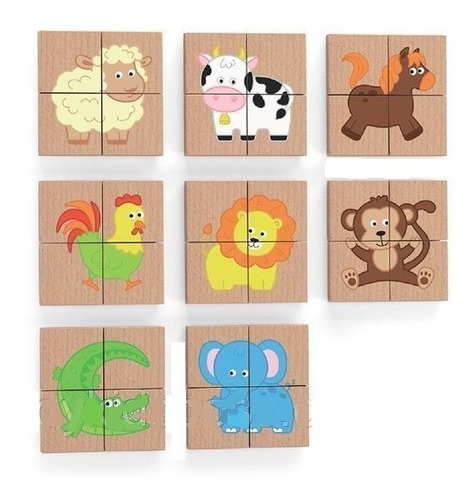 Juguete Madera Viga Didactico Puzzle 32 Pc Animales Magnetic