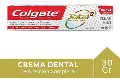 Crema Dental Colgate Total 12 Salud Bucal Clean Mint 30g