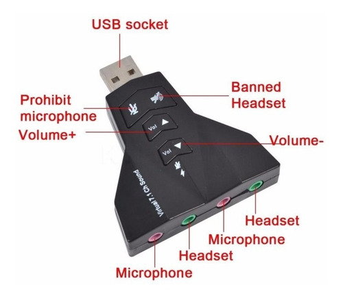 Tarjeta Adaptador Sonido Externa 7.1 Usb Inc Iva Y Garantia