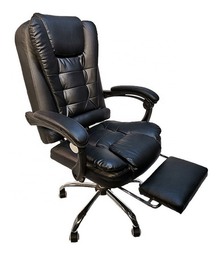 Imagen 2 de 2 de Silla de escritorio Smart Tech WS6119 ergonómica negra con tapizado de cuero sintético