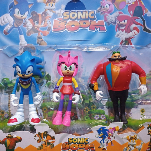 Excelente Blíster De 3 Muñecos Sonic Boom, Amy Y Dr. Eggman