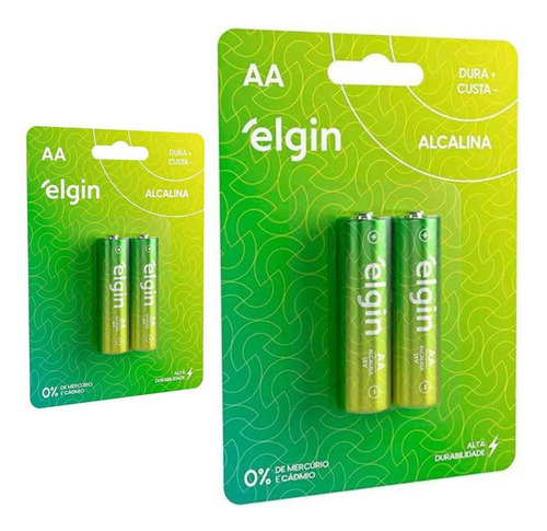 4 Pilhas Alcalinas Aa 2a Pequena Elgin 2 Cart