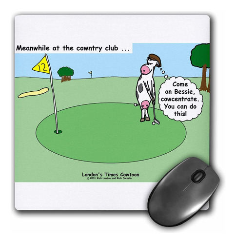 3drose Cow Country Club - Golf - Alfombrilla De Ratón, 8 X 8