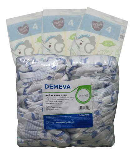Pañal Para Bebé Desechable Etapa 4 Demeva 24 Pz Género Sin género