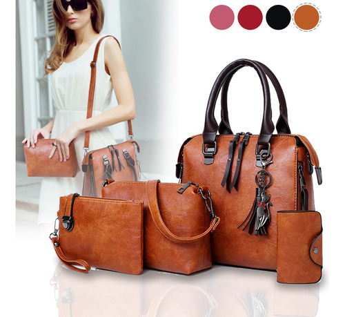 Set 4 Bolsas Moda Mujer Cartera Crossbody Bandolera Tote