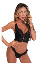 Comprar Cropped Com Bojo Em Renda Calcinha Fio Lingerie Premium