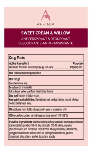 Affinia Cuidado Básico Mujer - Desodorante Sweet Cream - 57g