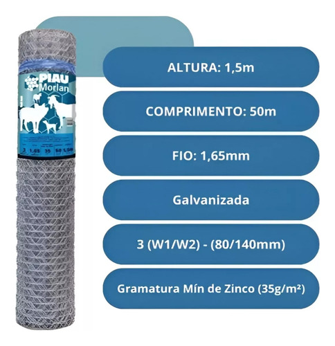 Tela De Mangueirão Altura 1,50cm X 50 Metros Grossa Fio 16