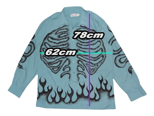 Imagen 6 de 6 de Camisa Bones Esqueleto Huesos Grunge Zombie Pintada A Mano