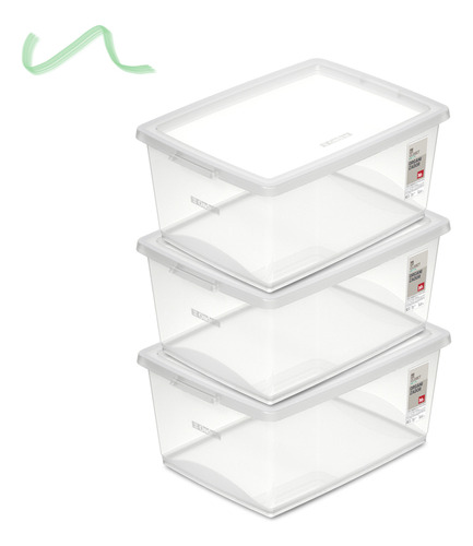 Kit 3 Caixa Organizadora 30l Ordene Design Moderno Cristal