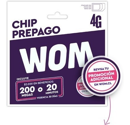 Chip Wom Pack 10 Und 20min + 200 Mb Tecnohogarexpress