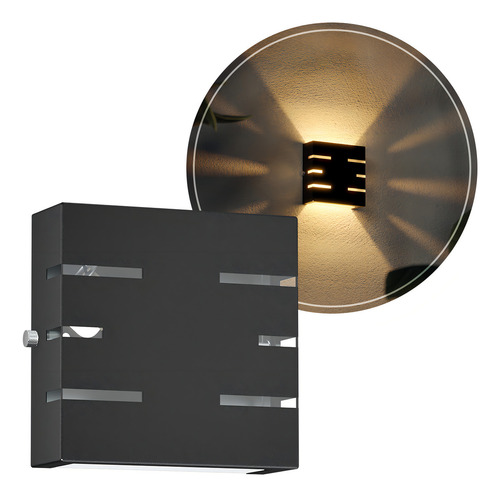 Arandela Slim 2 Fachos 6 Frisos Externo Muro Parede Cor Preto MF101 Mega Forte Iluminação