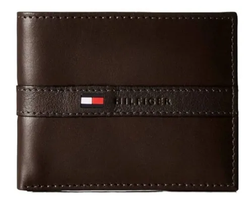 Billetera Tommy Hilfiger 31TL22X062 color brown de cuero 8.9cm x