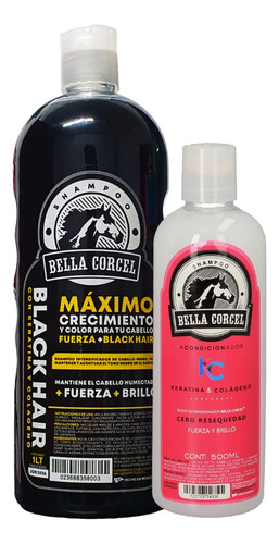 Kit Shampoo Bella Corcel Tinte Negro + Ac Rapunzel Nuevo