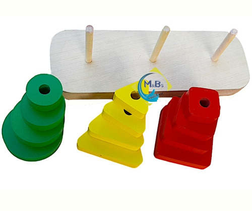 Imagen 4 de 6 de Juego Encastre Geometrico Apilar Madera Didáctico Bebes Niño