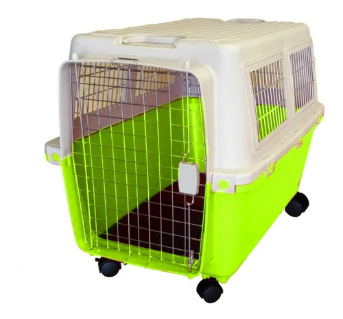 Jaula Transportadora Para Perro Iata + Llantas 80x56x58cm