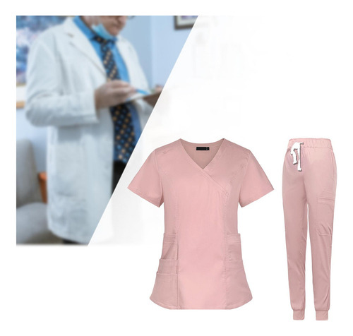 Mujeres Enfermera Uniforme De Enfermería Top Y Pantalones V