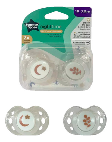 Chupete Tomme Tippee | Night Time | 18 A 36 Meses | 2 Uni.