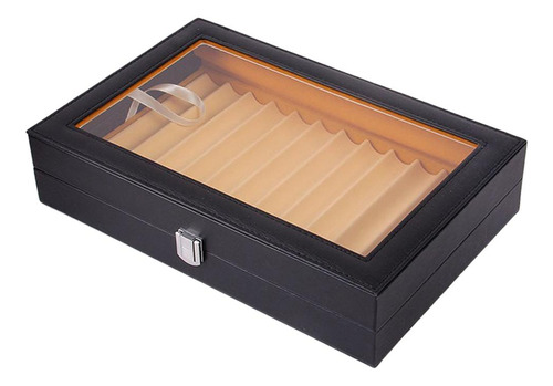 12 Pen Pu Leather Display Case Holder Gran Capacidad Negro