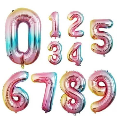 Imagen 3 de 10 de Globo Numero Metalizado Colores 16 40cm