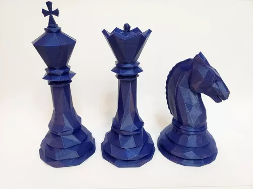 Peças De Xadrez Decoração 3d Rei, Rainha E Cavalo